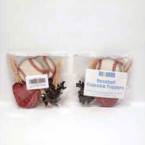 Baseball Cupcake Topper Picks Glove Player Silhouette Birthday Party Lot Pack 48